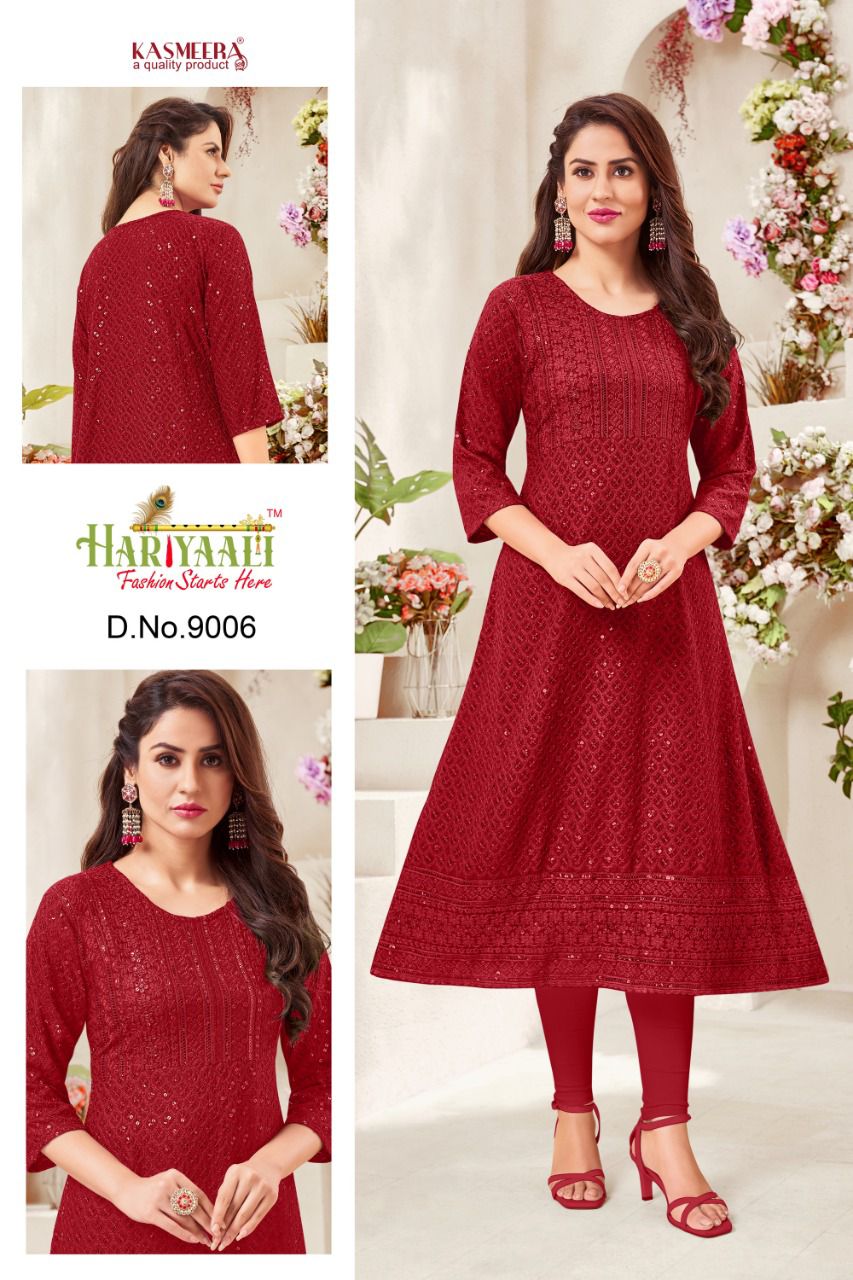 Hariyaali Aleen Fancy Regular Wear Rayon Latest Kurtis Collection